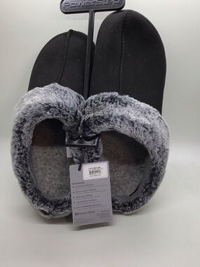 PowerStep Women's Black Faux-Fur Lined Slippers